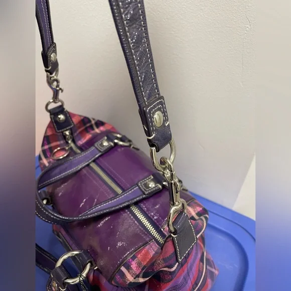 Coach Poppy Tartan Plaid Satchel - Gorgeous Purple! - Picture 8 of 13